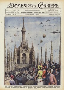 En scene fra bombingen av Milano
