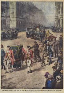 En original parade ved Lord Mayor-feiringen i London, prosesjonen av transporthistorien av Achille Beltrame