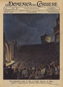 En spektakulær kveld med folkemengder på Castello Sforzesco i Milano, under forestillingene? av Achille Beltrame