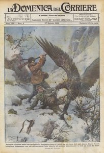 En gigantisk ørn mot to jegere