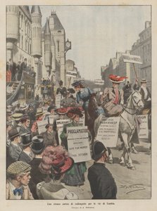 En merkelig prosesjon av suffragetter gjennom Londons gater