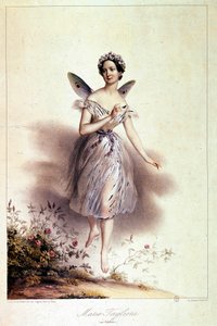 Marie Taglioni (1804 - 1884), ballerina, representert i sylfid - Illustrasjon av Achille Deveria (1800 - 1857)