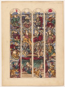 Studie for fire glassmalerier Généalogie dAbraham, 1844. av Achille Devéria