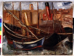 Båter og båter i den gamle havnen i Marseille av Achille Emile Othon Friesz