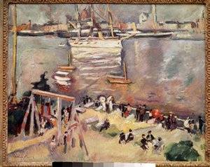 Gå inn i en korvett i havnen i Antwerpen Maleri av Othon Friesz (1879-1949) 1906 Privat samling