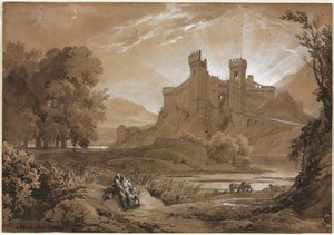 Landskap med slott og hyrder, 1814.