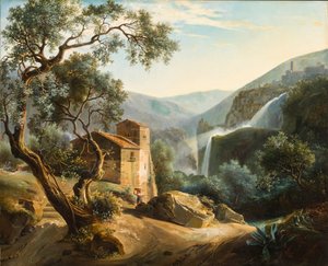 Landskap med foss, ca.1830