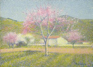 An Orchard in Springtime, Apple Trees in Bloom, ca. 1920-29 (olje på bomull)