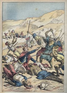 Død av markisen av Mores (Antoine-Amedee-Marie-Vincent) Manca de Vallombrosa (1858-1896) og hans følgesvenner nær El-Ouatia (El Ouatia) i Tunisia i 1896 - Illustrasjon av Achille Lemot i "" Le-Pelerin" " av juni 1896