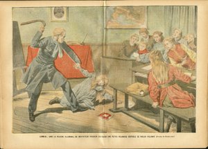 Illustrasjon av Achille Lemot (1846-1909) i Le Pelerin, 02/12/06 - Undervisning, Polen, straff - lærer av Achille Lemot