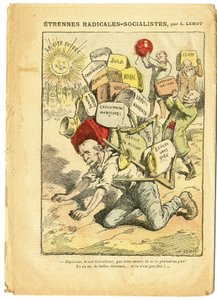 Illustrasjon av Achille Lemot (1846-1909) i Le Pelerin, 03/01/09 - Radikal-sosialistiske strenger - Radikalisme, undervisning, Religion Tro, Marokko, ateisme, radikale og radikal-sosialistiske parti, katolsk katolisisme - Laicization Laicite Laiques - Clem av Achille Lemot