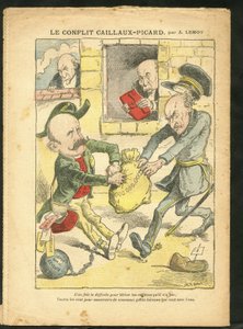 Illustrasjon av Achille Lemot (1846-1909) i Le Pelerin, 07/03/09 - Caillaux-Picard-konflikten - skattlegging, inntektsskatt - Combes Emile (1835-1921), Clemenceau George, Caillaux Joseph (1863-1944) av Achille Lemot