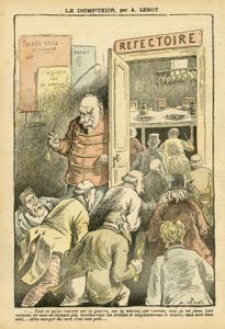 Illustrasjon av Achille Lemot (1846-1909) i Le Pelerin, 27/03/04 - Temmeren - Restaurantkafeer, Gastronomisk kokk - Combes Emile (1835-1921), Tamer - Matmetafor av Achille Lemot
