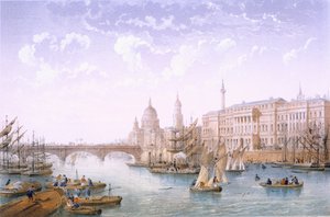 Custom House og London Bridge, 1862.