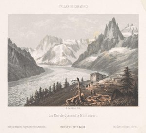 Utsikt over Le Chapeau ved Mer-de-Glace-breen Le Chapeau (tittel på objekt) Minne om Chamonix-Mont-Blanc (serietittel) Museum du Mont-Blanc (serietittel på objekt)