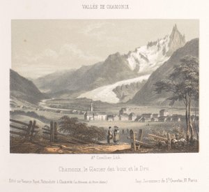 Utsikt over Aiguille de Bionnassay med isbre Aiguille et Glacier de Bionnassay (tittel på objekt) Memory of Chamonix-Mont-Blanc (serietittel) Museum du Mont-Blanc (serietittel på objekt)