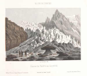 Utsikt over Couvercle-steinen ved Talèfre-breen Glacier du Talèfre au Couvercle (tittel på objekt) Minne om Chamonix-Mont-Blanc (serietittel) Museum du Mont-Blanc (serietittel på objekt)