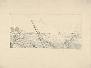 Steinblokkade utenfor Charleston, South Carolina fra Confederate War Etchings, 1861-63.