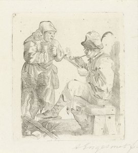 røykende mann av Adalbertus Engelsmet (signed by artist)