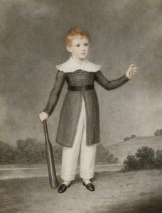Portrett av Edward Currie som holder en cricketflaggermus, 1830 av Adam Buck