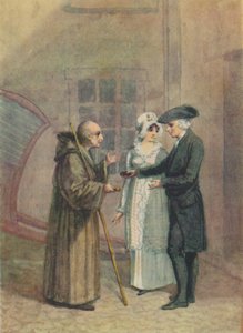 Yorik, munken og Madame L- i Inn Courtyard i Calais, ca 1760-tallet, 1942.