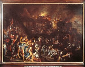 Brenningen av Troja, ca. 1604 (olje på kobber)