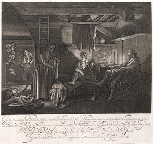 The House of Filemon and Baucis, gravert av grev Hendrik Goudt (1585-1630) av Adam Elsheimer