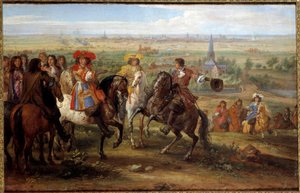 Kong Ludvig XIV før priorinnen til Fives ved setet i Lille i august 1667 Maleri av Adam Frans Van der Meulen (1632-1690) (ec.flam.) 1667 Søn. 0,52x0,8 m - Kong Ludvig XIV ved beleiringen av Lille vendt mot Priory of Fives, august 1667. Maleri av Ad av Adam Frans van der Meulen