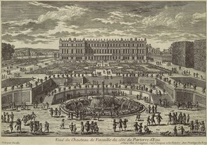 Utsikt over Versailles, hagefasade, 1680-tallet