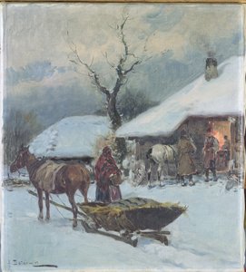Sleder foran et hus, 1930 av Adam Setkowicz
