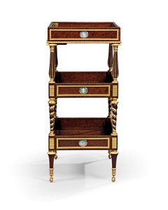 Sen Louis XVI ormolu og cameo-montert burr barlind tre og mahogni bord travailleuse av Adam Weisweiler
