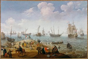Fiskescene-maleri av Adam Willaerts (1577-1664) Privat samling fra 1600-tallet