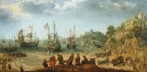 Sendes utenfor en steinete kyst av Adam Willaerts