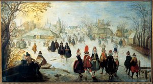 Les skaters Maleri av Adam Van Breen (1599-1665) 1600-tallet Søn. 0,35x0,65 m