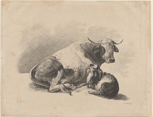 Ku og geit liggende, 1800-01.