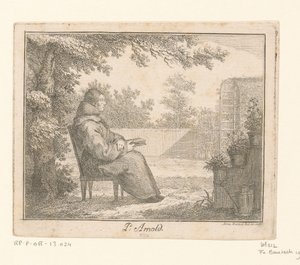 Portrett av Arnoldus a Sancta Clara med en bok i en hage P. Arnold (tittel på objekt) av Adam von Bartsch