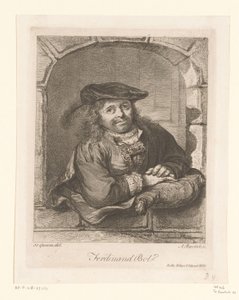 Portrett av Ferdinand Bol i et vindu av Adam von Bartsch