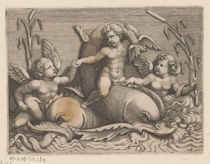 Tre putti med delfiner