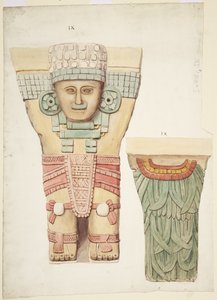 Caryatid IX, som viser front og bakside (bakfra i mindre skala) (akvarell) av Adela Breton