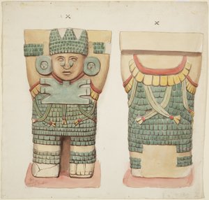 Caryatid X, som viser front og bakside (akvarell) av Adela Breton