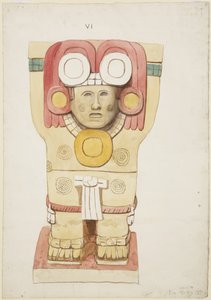 Karyatid fra ytre kammer, Temple A, ballbane, Chichen Itza, Mexico (akvarell) av Adela Breton
