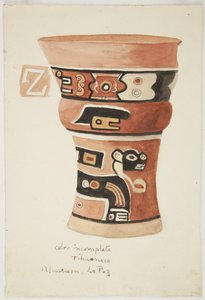 Maleri av en vase fra Tiahuanaco (Tiwanaku), Bolivia (akvarell)