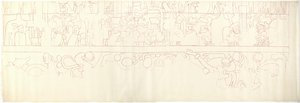 South Wall, Upper Temple of the Jaguars, Chichen Itza, Mexico South Quarter (rødt blekk og grafitt) av Adela Breton