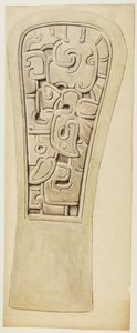 Steinrelieff fra Veracruz, Mexico (akvarell og grafitt) av Adela Breton