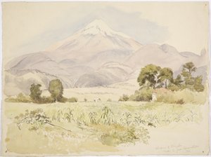 Vulkanen Orizaba, nær S Juan, Coscomatepec, Mexico (akvarell) av Adela Breton