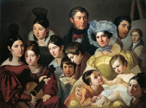 Malatesta Family i 1835 av Adeodato Malatesta, olje på lerret