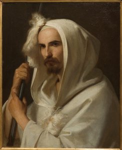 Portrett av en araber med en rifle og en barracano 1849 (olje på lerret)