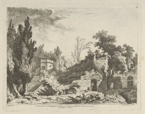 Utsikt over restene av et teater fra Ulike utsikter hentet fra naturen... på..., 1700-tallet. av Adélaide Allou