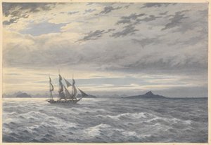 HMS #39;Daphne#39; utenfor Kapp Horn, 28. mai 1852 (akvarell)