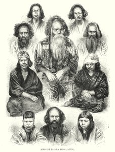 Ainu-folk i Nord-Japan (litho) av Adolf Neumann